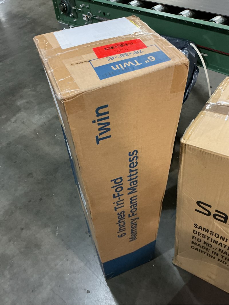 Condition photo showing New/Like New for inofia twin folding mattress, 6 inch trifold memory foam mattress with ultra soft removable cover, non-slip bottom & breathable mesh sides, foldable & portable - twin size (78" x 38" x 6") twin 6 inch