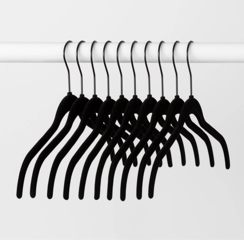 Case Pack Of 6))10pk Shirt Flocked Hangers Black - Brightroom™: Velvet Clothes Hangers, Adult Use, Plastic & Felt, 1-Year Warranty