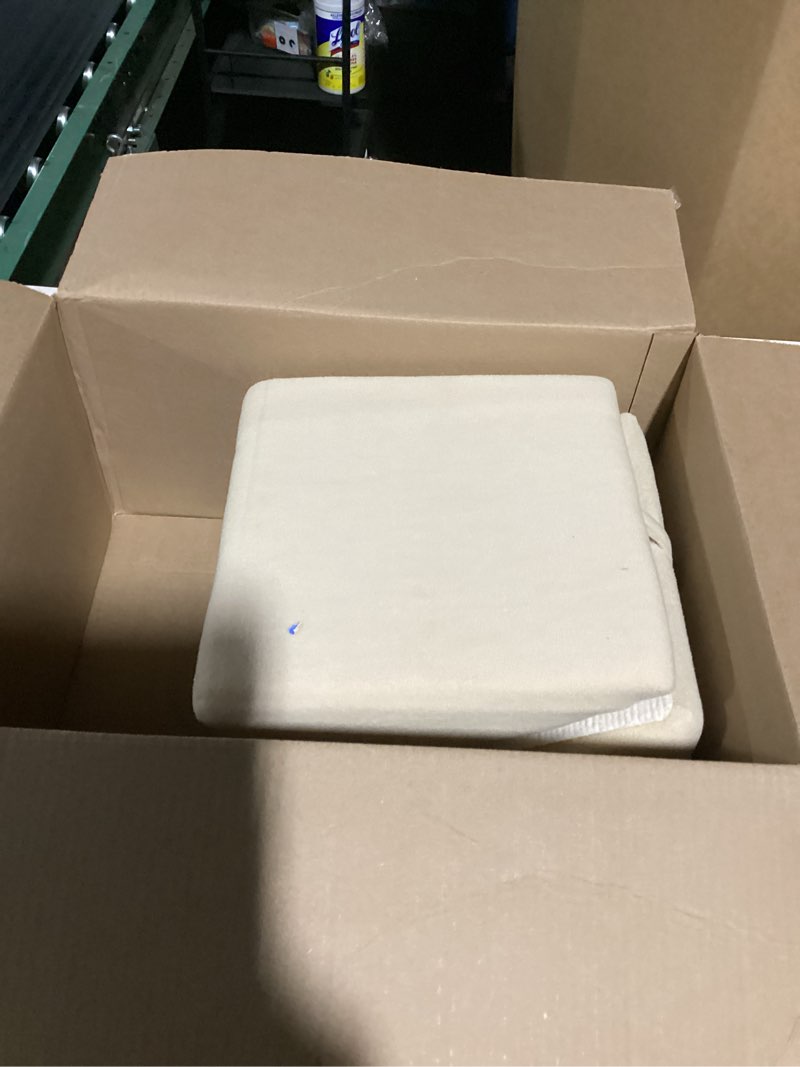 Condition photo showing As Is for Split Ottoman Dogs Ramp, Dog Ramp for Couch and Bed, Dog Stairs for Small Dogs and Cats, 2-in-1 Foldable Wooden Pet Stairs and Ottoman,Non-Slip Fabric Surface Ramp for Couch and Bed Khaki Plush