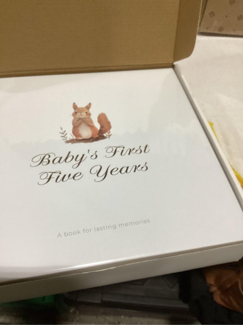 Condition photo showing As Is for baby book keepsake timeless first 5 year: baby books for baby gift - baby memory book scrapbook album from birth to age 5, baby photo albums gender neutral baby items,154 pages bear