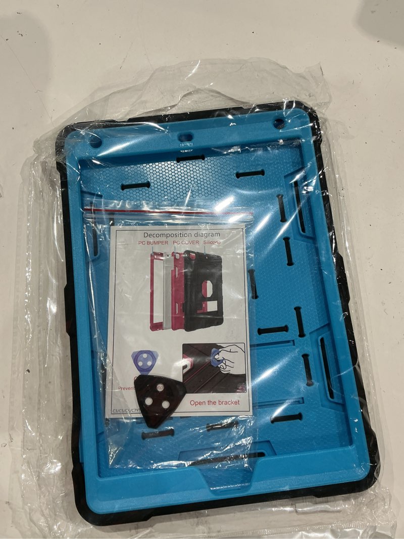 Condition photo showing Good Condition for ccmao ipad 9th generation case, ipad 8th/7th generation case, ipad 10.2 2021/2020/2019 case with kickstand, heavy duty shockproof hybrid three layer protective cover, black+sky blue