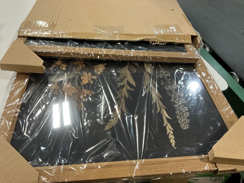 Condition photo showing As Is for Vintage Floral Wall Art Decor Black Botanical Canvas Art Moody Flower Wall Art Dark Academia Poster 