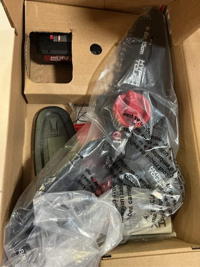 Condition photo showing Good Condition for hyper tough 6" 20v brushless cordless pruner saw with 20v max 2.0ah battery and charging cable