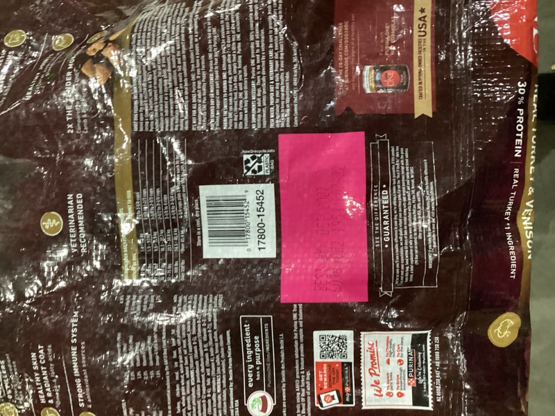 Condition photo showing New/Like New for nestle purina adult turkey dog food 15-lb