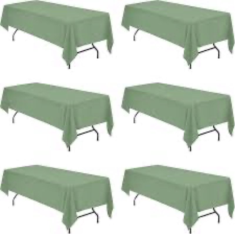 BRILLMAX 6 Pack Sage Green Tablecloths for 8 Foot Rectangle Tables 90 x 156 Inch - 8ft Rectangular B