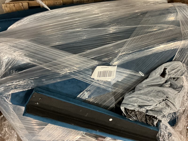Condition photo showing As Is for (incomplete blue color damaged )dhp ivana tufted futon and upholstered sofa sleeper bed in light gray velvet
