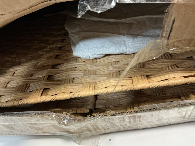 Condition photo showing Good Condition for Greenstell Laundry Hamper No Install Needed, Divided Clothes Hamper with 2 Removable Liner Bags, 90L Handwoven Synthetic Rattan Laundry Basket with Lid and Handles, Foldable Natural 90L (18.3x13.3x24.0 Inches) Natural