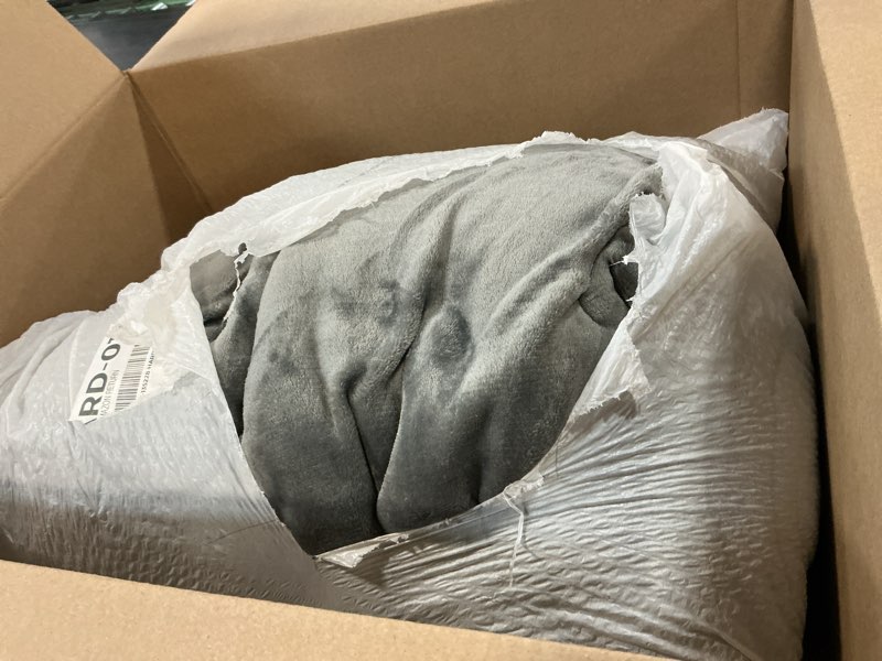 Condition photo showing As Is for bedsure gentlesoft sherpa fleece queen blankets for bed, non-heated, thick and warm throw for women and men, soft fuzzy plush queen blanket for winter, grey, 90x90 inches queen (90" x 90") 01 - grey