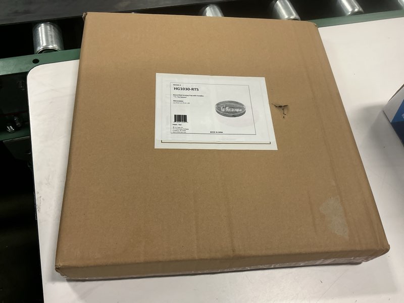 Condition photo showing New/Like New for Elegant Designs HG1030-RTS 13.75" Sip & Serve Stylish Wooden Decorative Serving Tray, for Home Décor, Living Room, Counter, Tis The Season in Red Wash Red Wash/"Tis the Season"