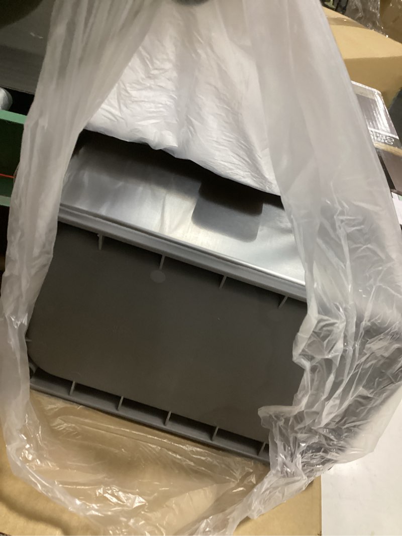 Condition photo showing Good Condition for clorox slim open trash can - 2.6 gallon (10 liter) small metal waste basket with removable bucket for narrow spaces - stainless steel garbage bin for bathroom, bedroom, or office stainless open top