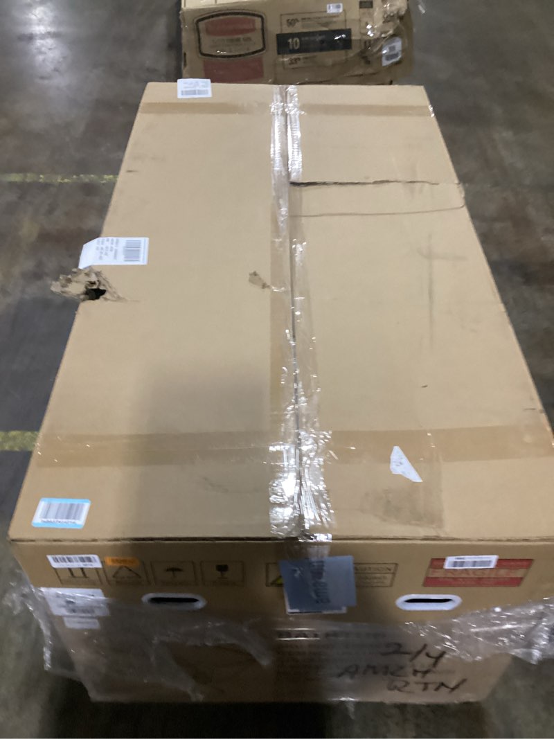 Condition photo showing As Is for 59'' Acrylic Freestanding Bathtub with Chrome Drain Kit, Contemporary Square Soaking Tub with Overfl