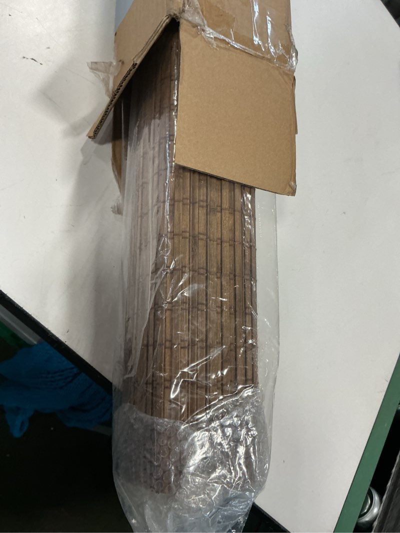 Condition photo showing New/Like New for LazBlinds Cordless Bamboo Roman Shades, Privacy Blinds for Interior Windows, Room Darkening Roll Up Bamboo Blinds for Home & Patio, 31.5" W x 64" H, Highfield Teak Pricacy - Highfield Teak 31 1/2" W x 64" H