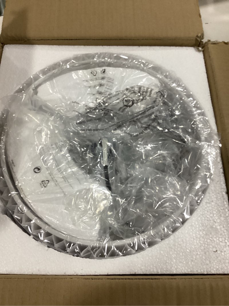 Condition photo showing Good Condition for VONLUCE Semi-Flush Mount Ceiling Light, 15" Modern 3-Light Ceiling Light Fixture with White Drum Shade 3 E26 Sockets for Bedroom Entryway Living Room, Black Finish, ETL Certificated Black 15"