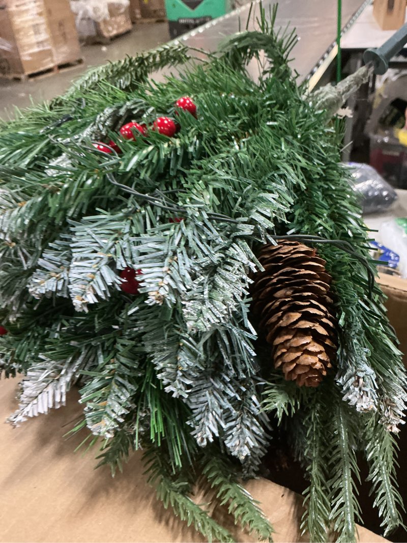 Condition photo showing As Is for 1 Pack Christmas Tree Urn Filler, Battery Operated with Timer, Pre-lit Warm White & Multi-Color Changing LED Lights, 21in Artificial Xmas Tree for Porch, Pathway, Yard, Outdoor Holiday Decorations