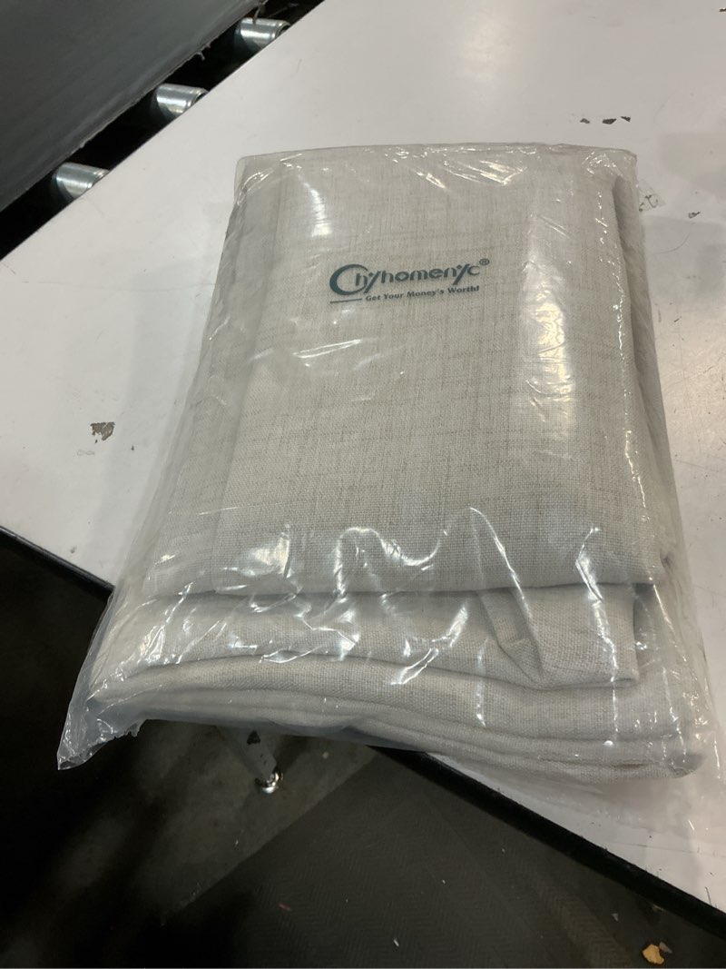 Condition photo showing Good Condition for chyhomenyc natural curtains 84 inches long 2 panels set, light filtering faux linen slub textured curtains for living room, neutral soft airy farmhouse curtain for bedroom, each 50wx84l, 2pcs natural 50\"w x 84\"l (pack of 2)
