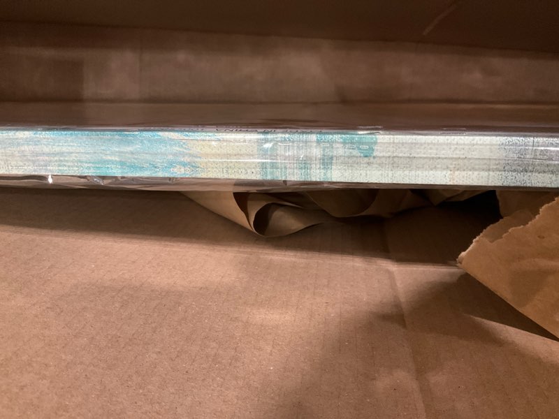 Condition photo showing New/Like New for Arjun Flower Canvas Wall Art for Bedroom White Elegant Teal Picture, Textured Floral Magnolia Aesthetic Painting Living Room Wall Decor Turquoise Large Artwork Dining Room Home Office 40"x20" 40"L x 20"W White flower