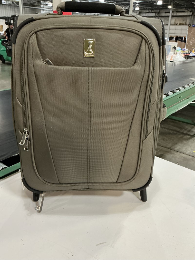 Condition photo showing Good Condition for travelpro maxlite 5 softside expandable luggage with 4 spinner wheels, lightweight suitcase, men and women, slate green, checked-medium 25-inch checked-medium 25-inch slate green