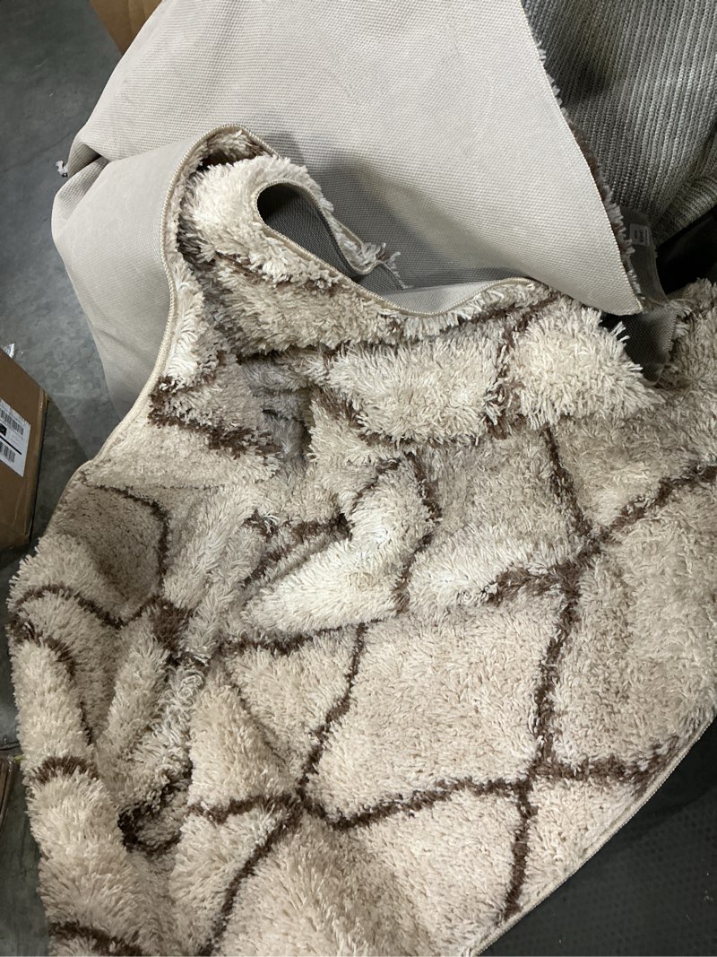 Condition photo showing As Is for (similar)nourison home amore bohemian cream 3'11\" x 5'11\" area-rug, easy-cleaning, non shedding, bed room, living room, dining room, kitchen (4x6)