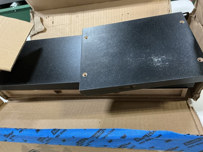 Condition photo showing As Is for RICHER HOUSE Black Floating Shelves Set of 3, Modern Bathroom Shelves Wall Mounted Shelves for Wall Decor, Over Toilet Black Wall Shelves for Bathroom Bedroom, Living Room, Kitchen Black 2+1