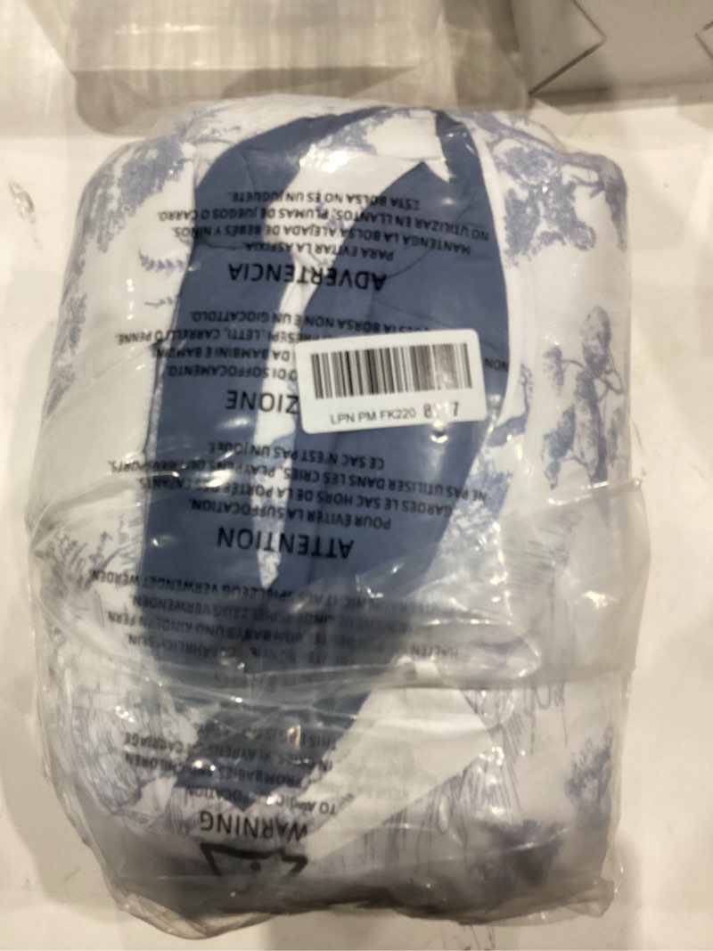 Condition photo showing As Is for DJY Blue Comforter Set Full, 7 Pieces Full Size Flower Comforters with Sheets Elegant Plants Print Bed in a Bag Soft Microfiber Reversible Complete Bedding Sets for All Season Full Blue