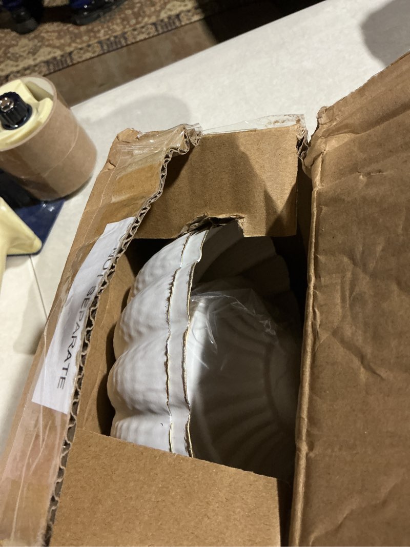 Condition photo showing As Is for White Flower Vases for Centerpieces: Vintage Compote Bowl Vase for Wedding 4 Inch Small Pedestal Vase for Party White Centerpieces for Table Metal Urn for Event Home Decor Set of 2 White 4 Inches - 2 Pcs
