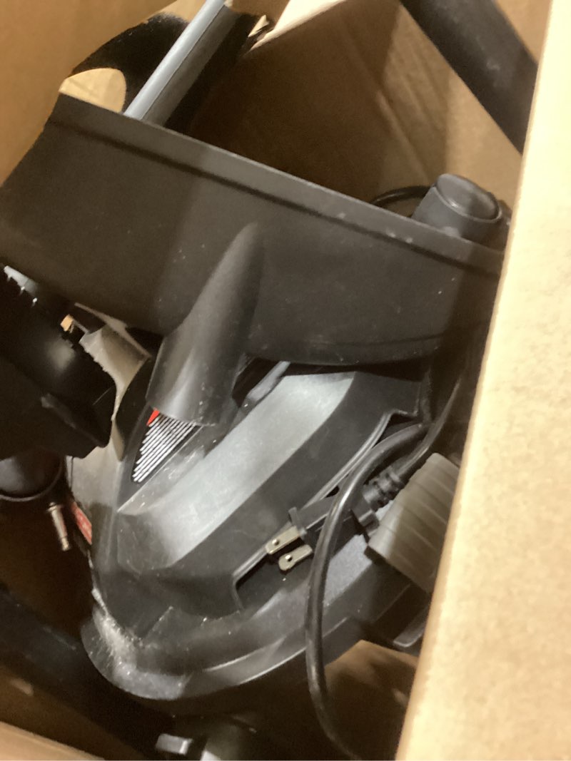 Condition photo showing As Is for craftsman 5-gallon 4-hp corded wet/dry shop vacuum with accessories included