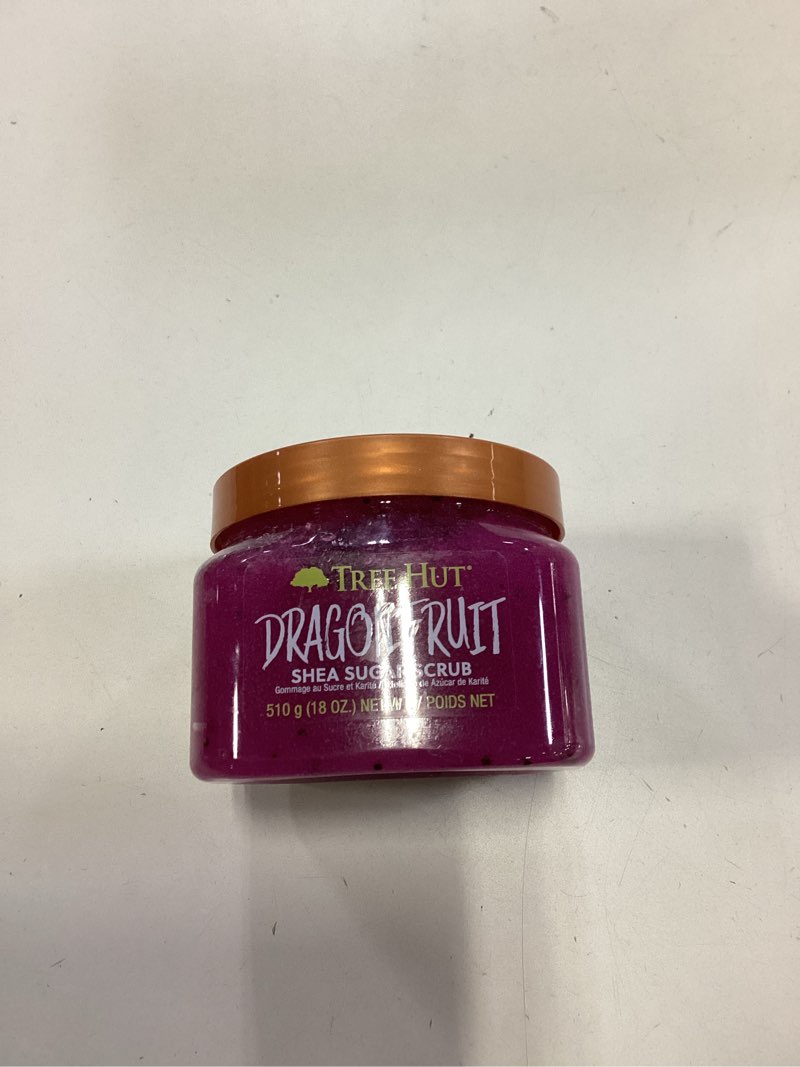 Condition photo showing New/Like New for Tree Hut Dragon Fruit Shea Sugar Scrub, Exfoliating, Hydrating & Moisturizing Body Scrub with Shea Butter & Nourishing Essential Oils, Smooth & Soften Skin, 18 oz