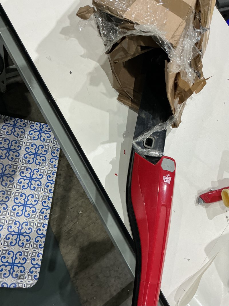 Condition photo showing As Is for dirt devil power swerve pet cordless stick vacuum cleaner, lightweight, bagless, rechargeable, ideal for pet hair, carpet, hard floors and more, cordless vacuum cleaners for home use