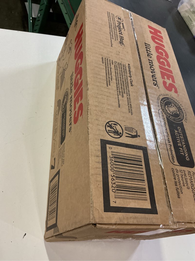 Condition photo showing New/Like New for huggies size 7 diapers, little movers baby diapers, size 7 (41+ lbs), 88 count (2 packs of 44), packaging may vary