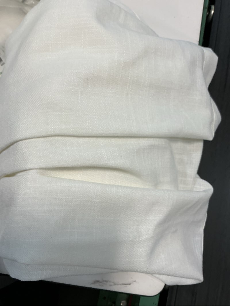 Condition photo showing Good Condition for pinch pleated linen curtains 96 inches long for living room bedroom, light filtering boho window drape 96 inch 2 panels burgs with hooks&rings 8ft cream birch sliding glass door sheer curtain decor birch 40\"w x 96\"l( 1 piece)
