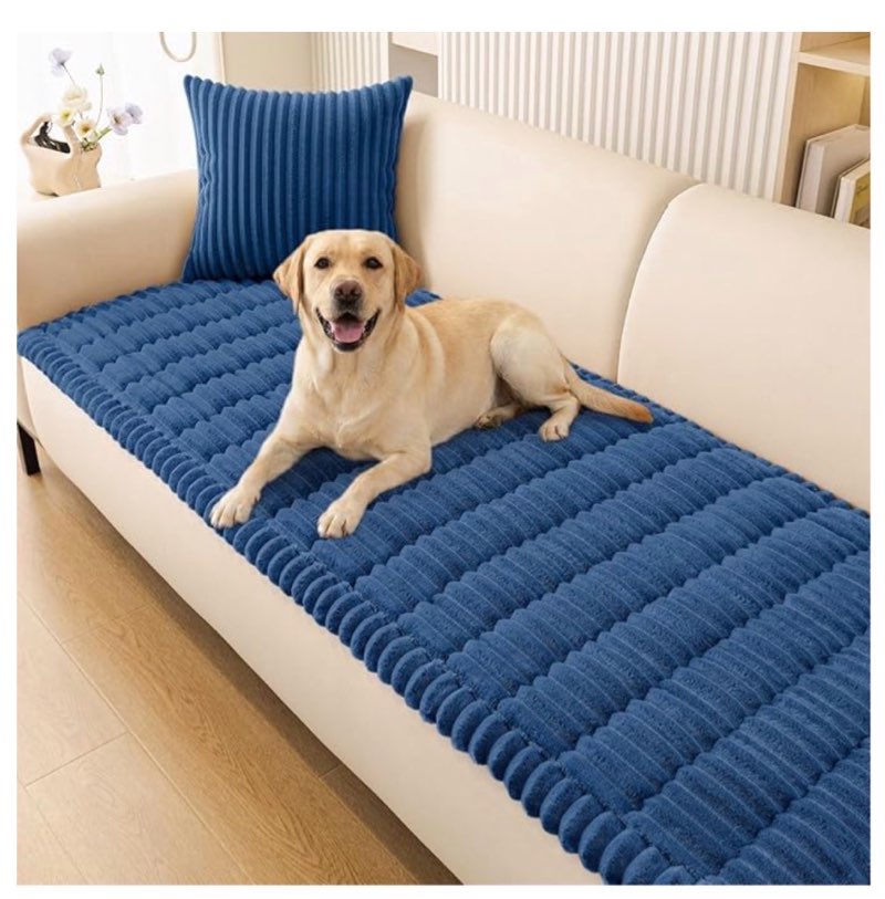 smiry couch cover for dogs washable, non slip fuzzy pet couch covers for 3 cushion sofa pet friendly, thick soft sofa slipcovers cushion protector (navy blue, 27.6" x 59")