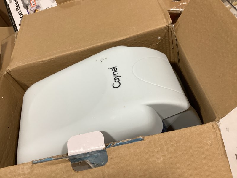 Condition photo showing As Is for caynel 12v 7.5 quart personal thermoelectric, 7.5 liter capacity, portable electric cooler warmer with 12v dc, small fridge for car, rv, and camping use 7.5 qt