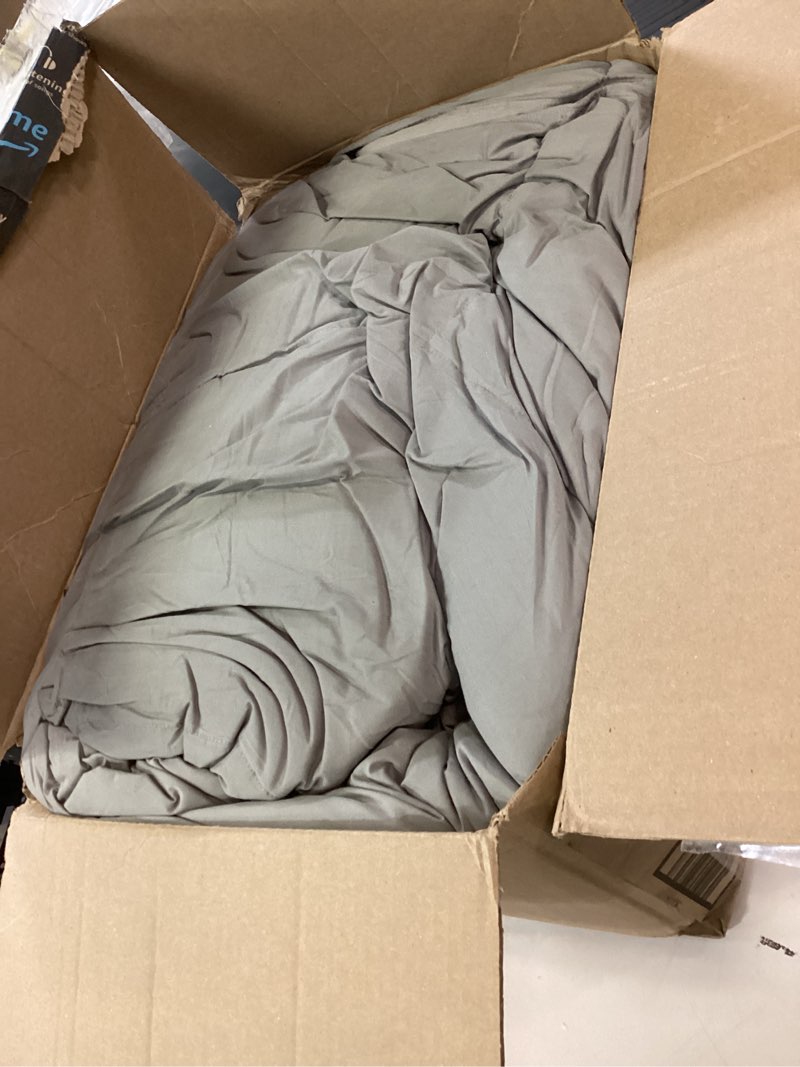Condition photo showing As Is for Luxury Down Fiber Comforter King Size - High Fill Power All Season Comforters - Hotel Collection Ultra-Soft Duvet Insert - Fluffy and Cozy - Grey, King 106 X 90” Grey / Luxury King (106''x 90'')