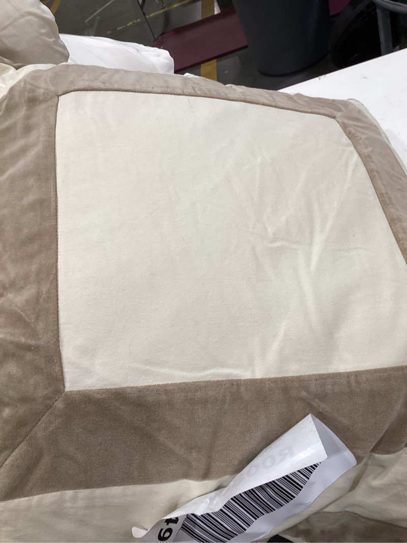 Condition photo showing As Is for 22" velvet border pillow taupe - threshold™ designed with studio mcgee