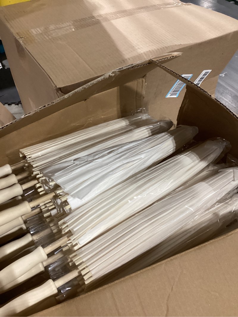 Condition photo showing Good Condition for mbjzsl white paper umbrellas, 23.6 inch paper parasol umbrellas chinese japanese style diy umbrellas decorative vintage decor for wedding props colorful-30pcs