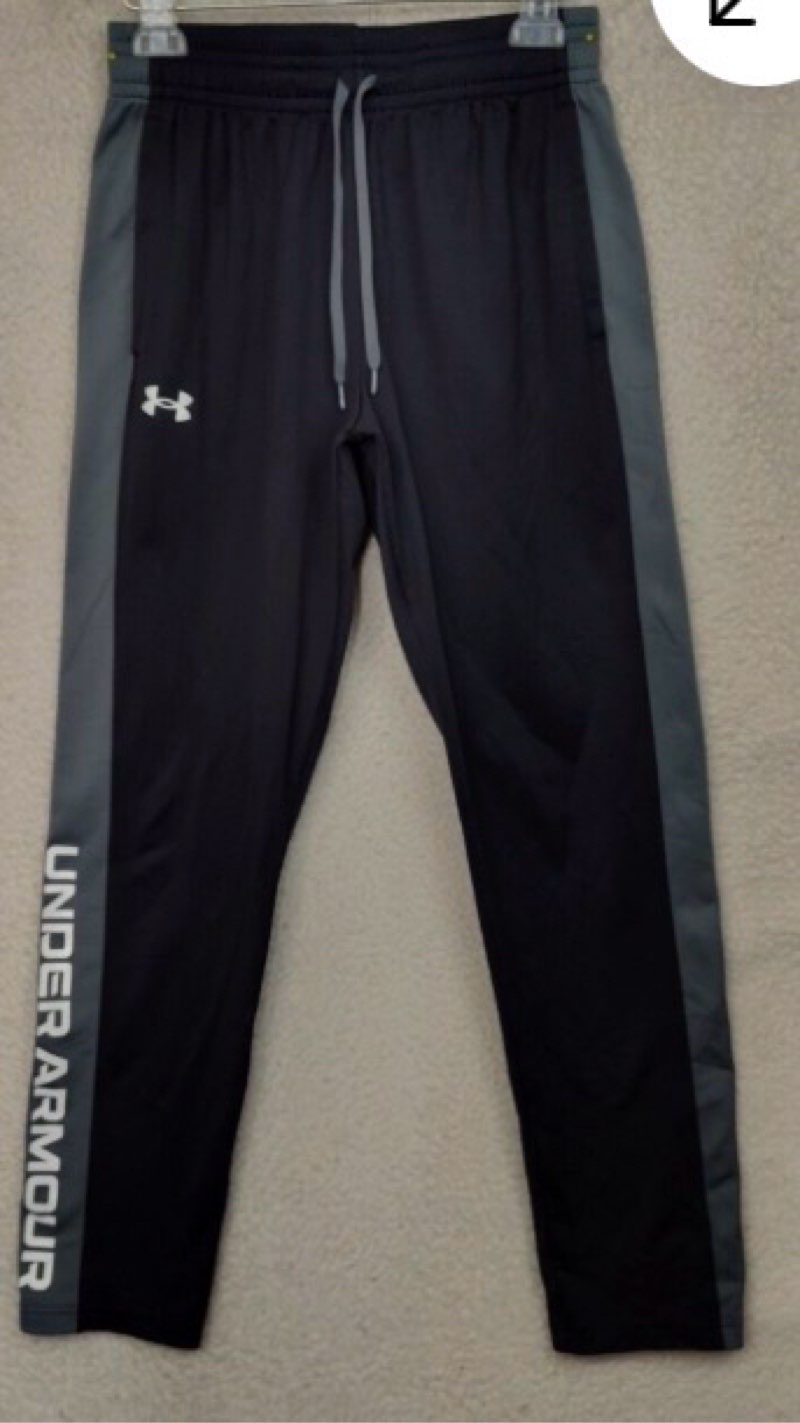Under Armour Boy Sweatpanst Medium Black Fleece Drawstring Tapered Leg Active
