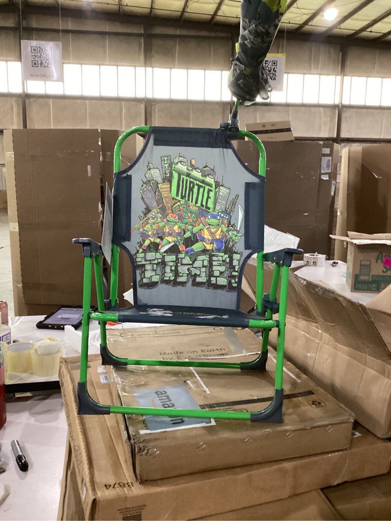 Condition photo showing Good Condition for teenage mutant ninja turtles kids outdoor folding beach chair with umbrella,portable camp chair for ages 3+, lightweight & compact for beach, camping, and backyard