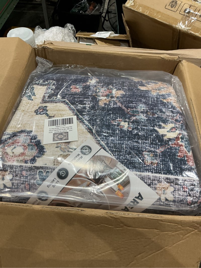 Condition photo showing Good Condition for amoami-area rug 9x12 rugs for living room-vintage soft blue rugs for bedroom-non slip carpet-washable rug for dining room living room bedroom office under table 9ft x 12ft blue