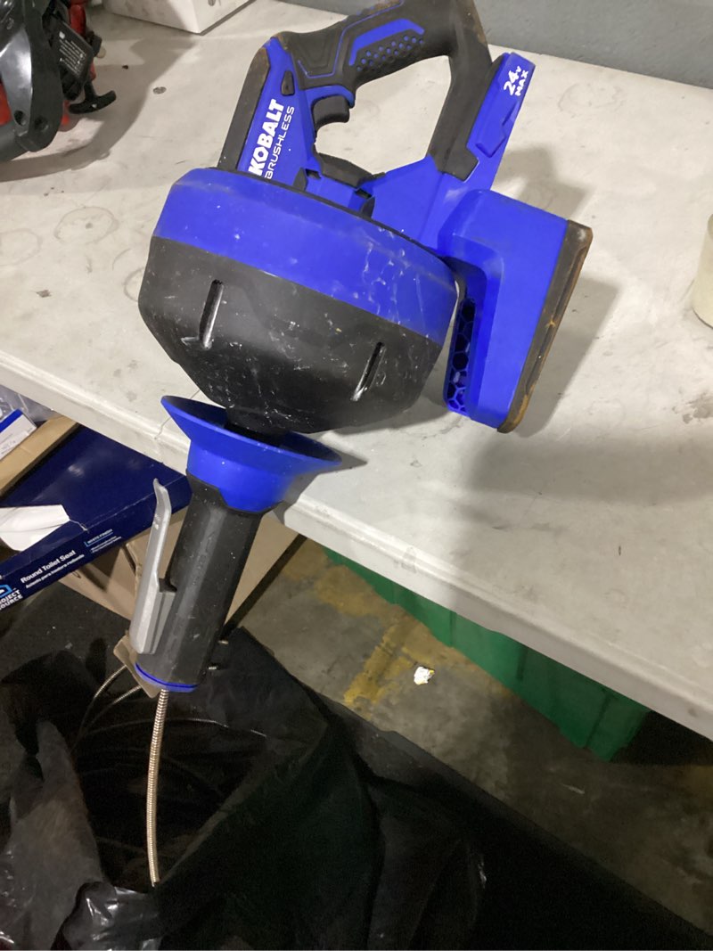 Condition photo showing As Is for kobalt 24-volt 5/16-in dia x 35-ft l galvanized wire cordless machine augers 