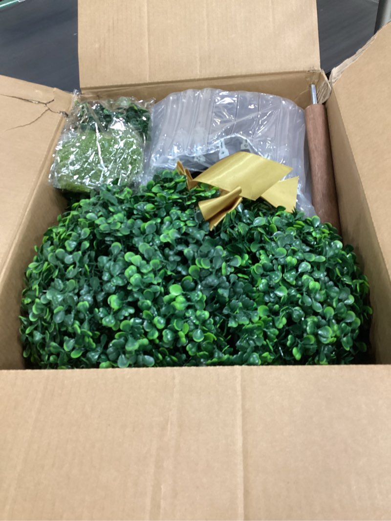 Condition photo showing Good Condition for easter decorations - 3 ft boxwood bunny topiary with bow - artificial bunny shaped tree with planter pot for indoor outdoor decor - spring decoration for home yard front door porch mantle party