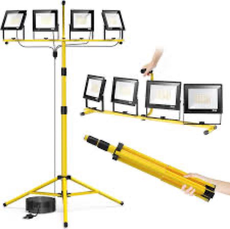 2 Pack LED Work Light Plug-in with Stand, Outdoor Adjustable 28000 Lumens 110V 4 Flood Lights, Folda