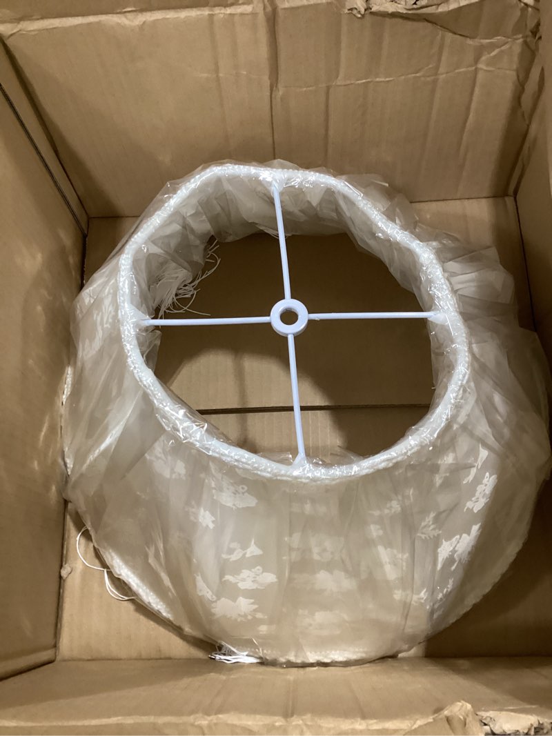 Condition photo showing Good Condition for vihose victorian scallop lamp shade vintage large 7.5" top x 15.8" bottom x 15 "high replacement lamp shade with tassels and fringe finial fitting bell shape scallop fringe(cream white) classic cream white 7.5 x 15.8 x 15 inch