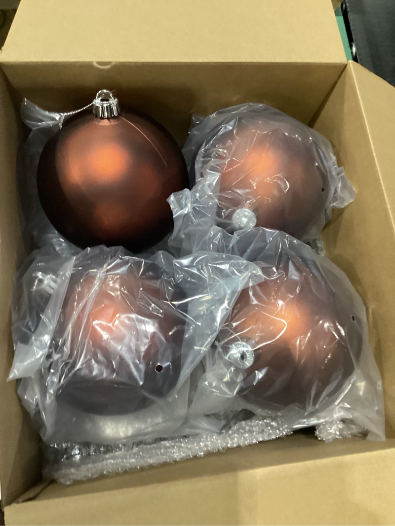 Condition photo showing New/Like New for Poen 12 Pcs 6 Inch Extra Large Christmas Ball Ornaments Giant Jumbo Christmas Tree Ball Decoration Shatterproof Huge Big Xmas Hanging Ornaments for Indoor Outdoor Holiday Party Decor(Brown)