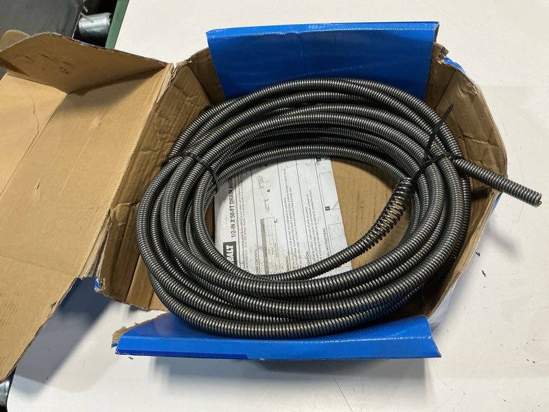 Condition photo showing As Is for kobalt 1/2-in x 50-ft high carbon wire hand auger for drain