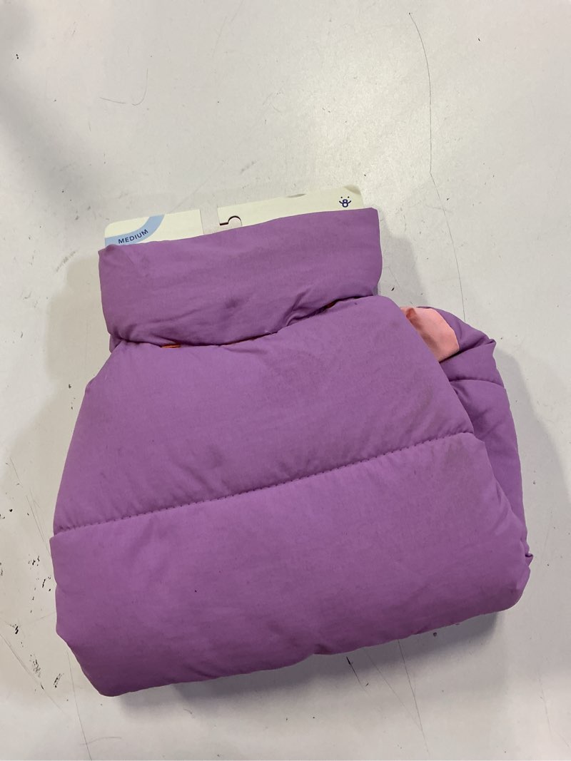 Condition photo showing Good Condition for oodles purple quilted puffer bubble hem fall dog jacket, medium