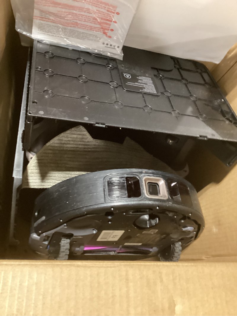 Condition photo showing As Is for Shark PowerDetect NeverTouch, Self-Empty & Self-Refill, Robot Vacuum and Mop with Bagless, 30-Day Debris Capacity HEPA Base, 30-Day Capacity Refill Tank, Pad Dry, Black, AV2810YS Wet+Dry & 30-Day Self-Refilling - Black