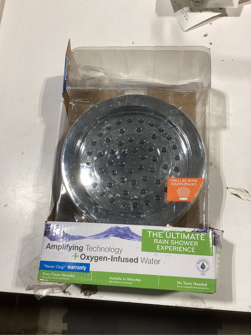 Condition photo showing As Is for Oxygenics Rain Chrome 1-Spray Rain Shower Head 1.75-GPM (6.6-LPM)