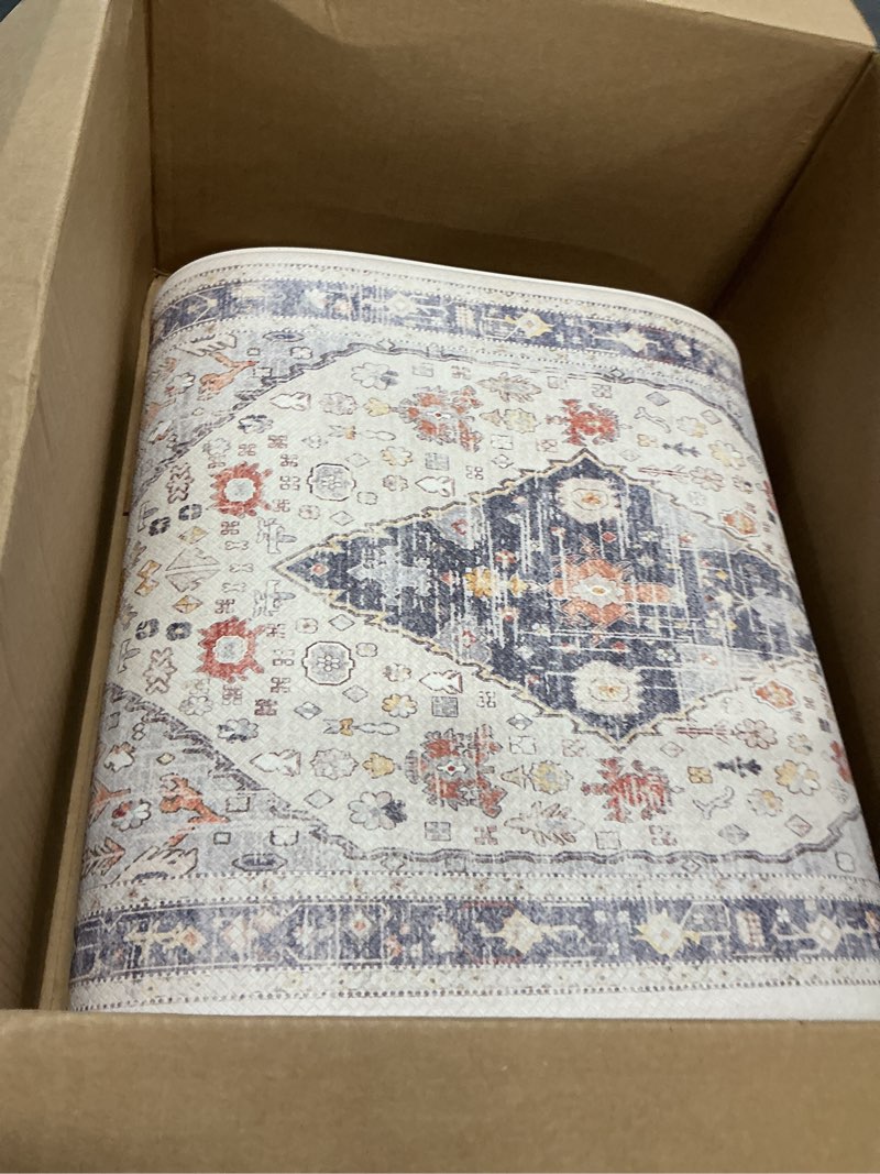Condition photo showing As Is for collive boho kitchen mats for floor 2 pcs, cushioned anti fatigue kitchen floor mat non-skid waterproof sink rug, blue/multi comfort standing desk mat for office, home, 17.3"x29"+17.3"x47" blue/multi 17.3"x47"+17.3"x29" - 0.47 inches