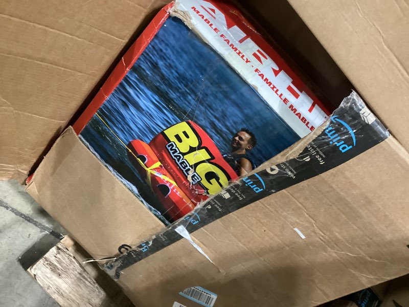 Condition photo showing Good Condition for Airhead Mable Inflatable Towable Tube, 1-4 Rider Models, Dual Tow Points, Full Nylon Cover, EVA Foam Pads, Patented Speed Valve, Boat Tubes and Towables 2 Rider