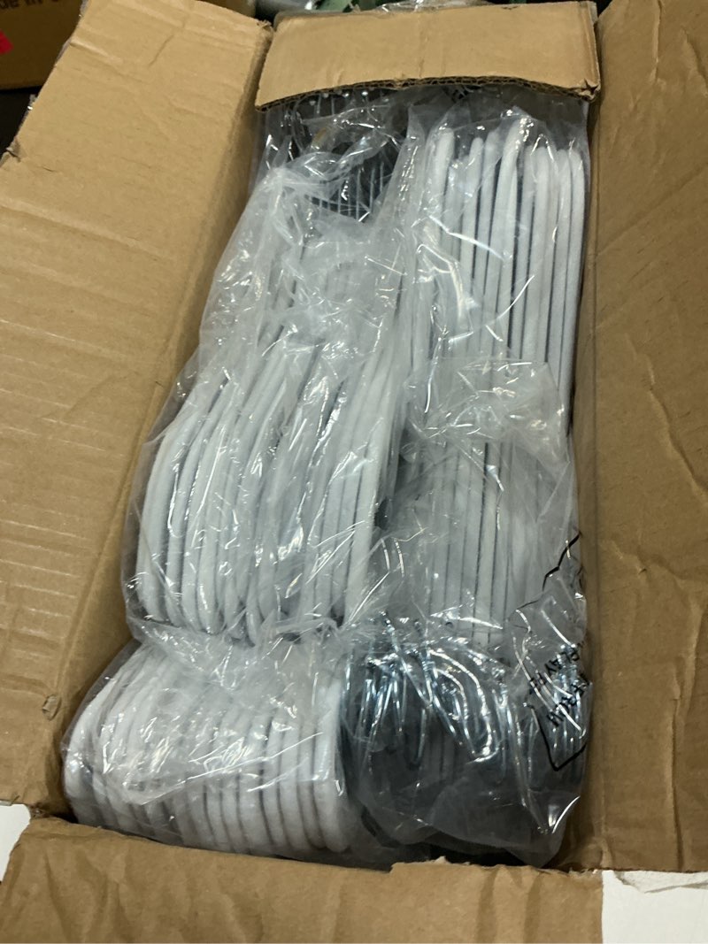 Condition photo showing Good Condition for mizgi white velvet hangers 60 pack,premium chrome clothes hangers non-slip felt hangers,sturdy white hangers heavy duty coat hangers,durable suit hangers for space saving, no flocked hanger marks white/silver 60-pack
